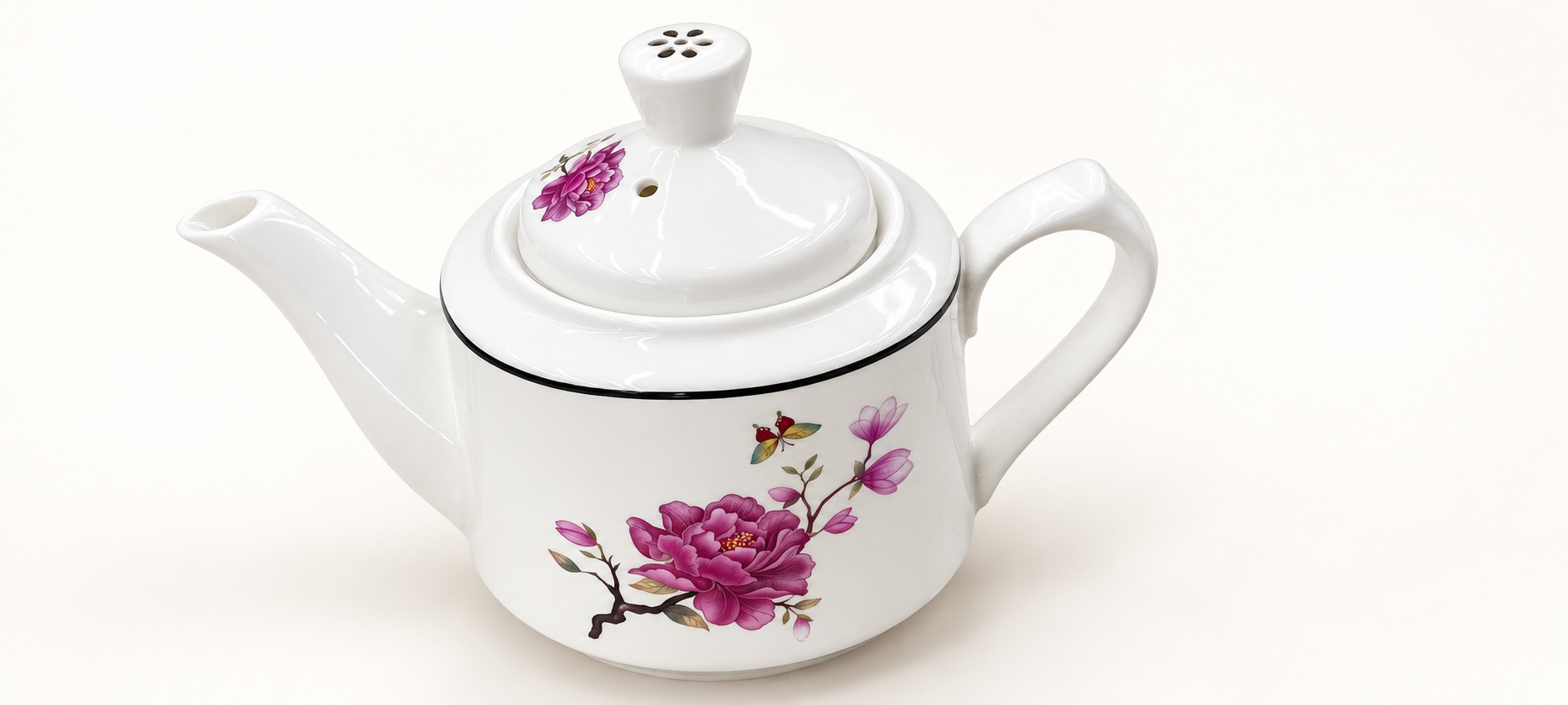 蝴蝶花陶瓷茶壶 · 图片 1