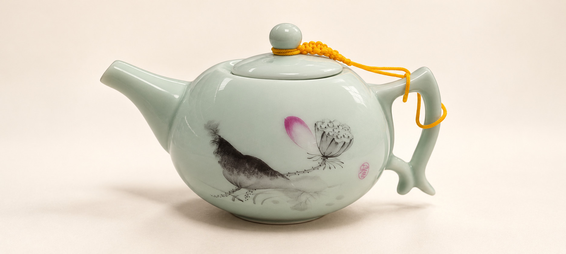 景德镇汝窑荷花茶壶 · 图片 1