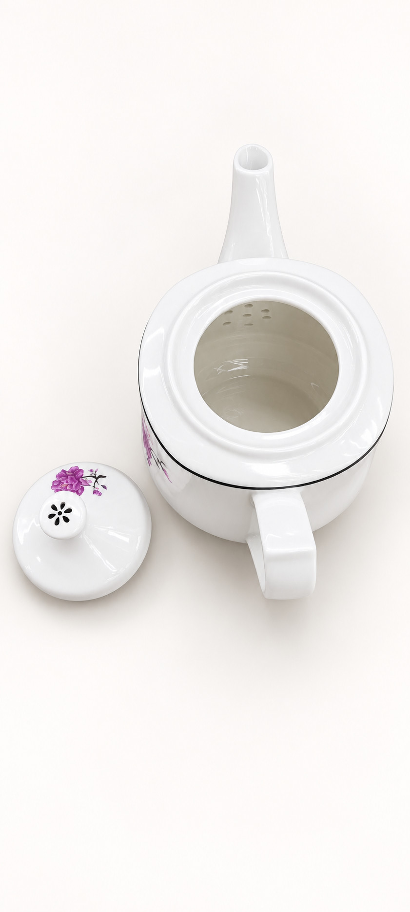 蝴蝶花陶瓷茶壶 · 图片 3