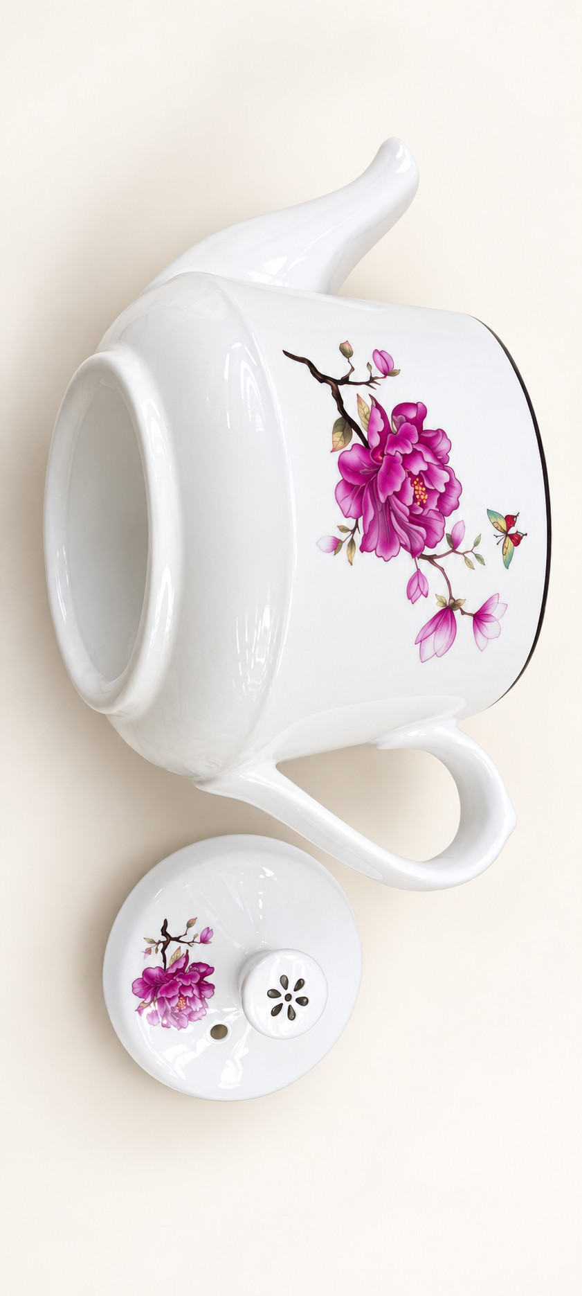 蝴蝶花陶瓷茶壶 · 图片 6