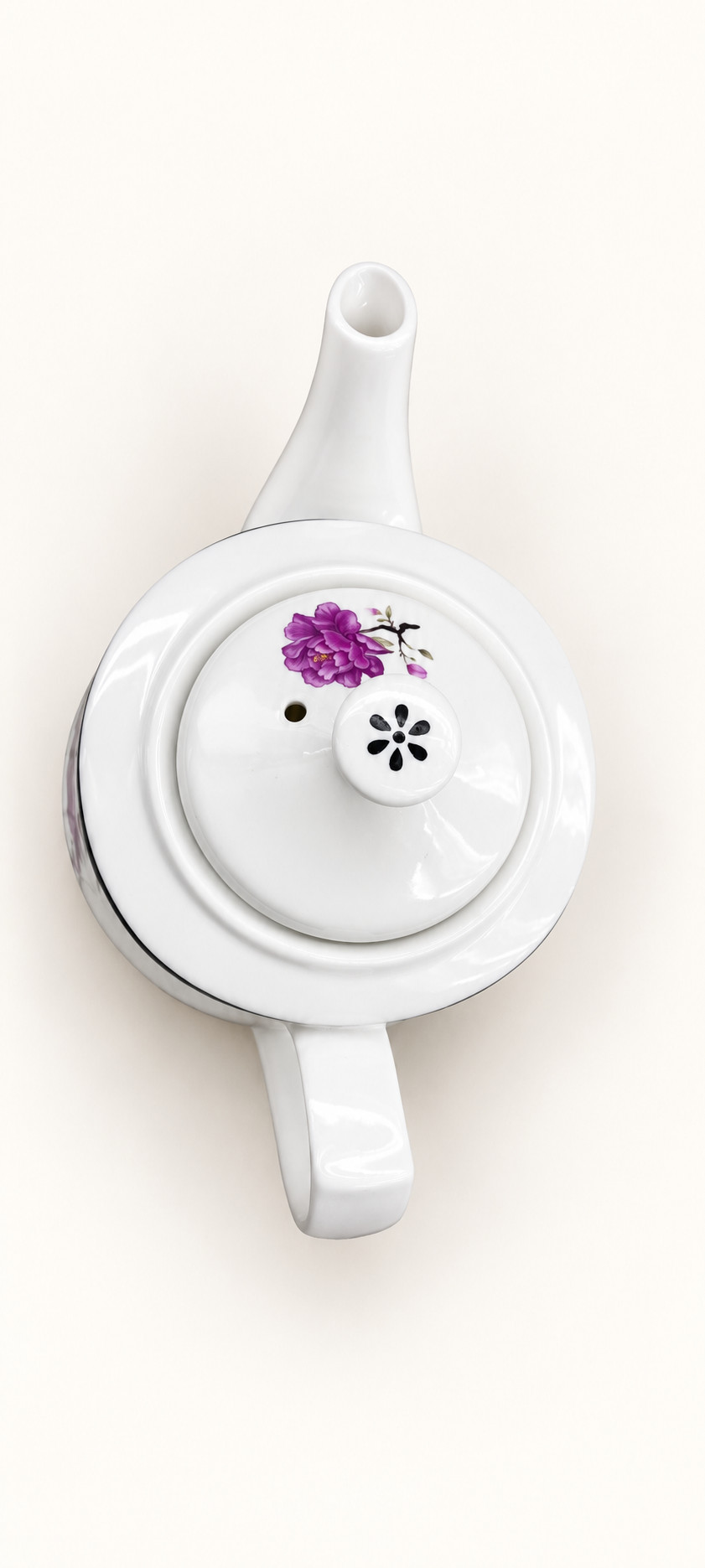 蝴蝶花陶瓷茶壶 · 图片 2